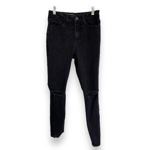 Time & Tru Womens Jeans Sz 6 Petite Black Distressed High Rise Skinny Denim